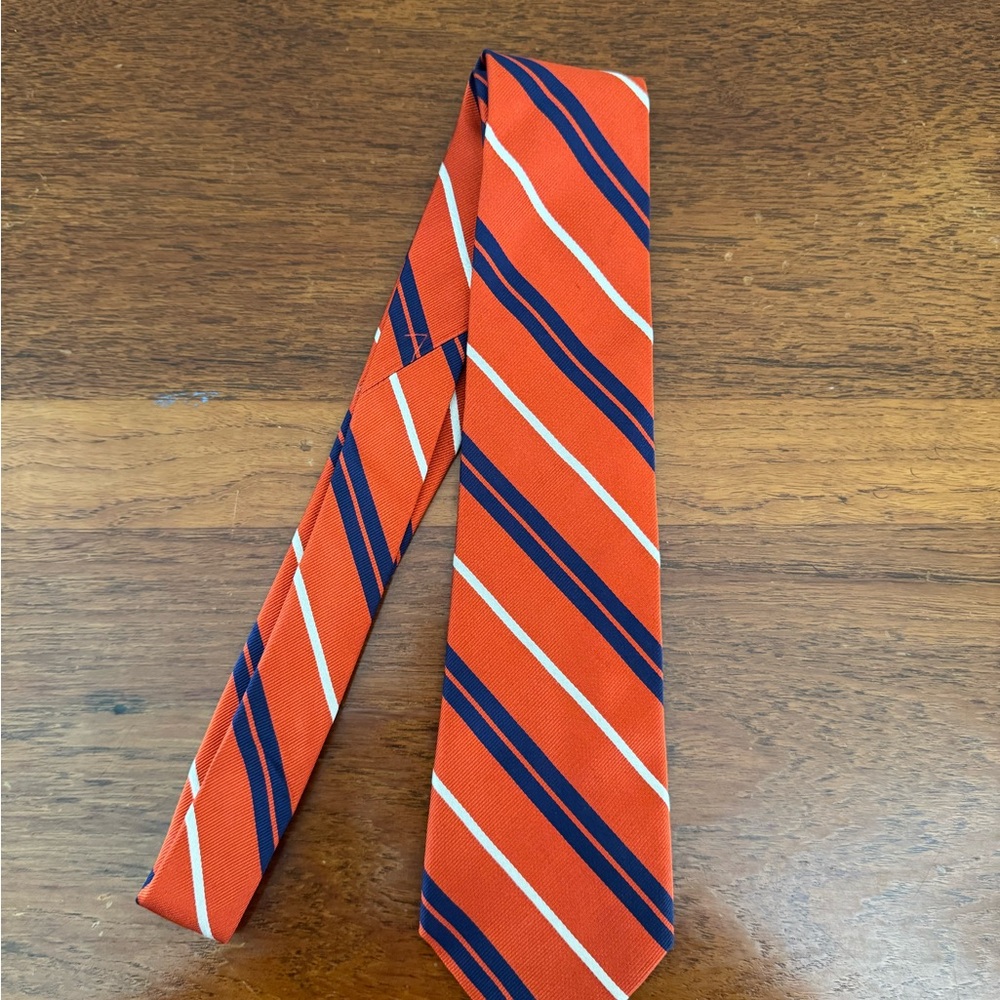 Lauren Ralph Lauren Bold Orange and Navy Striped Tie